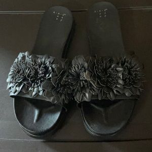 Black Flower Sandals